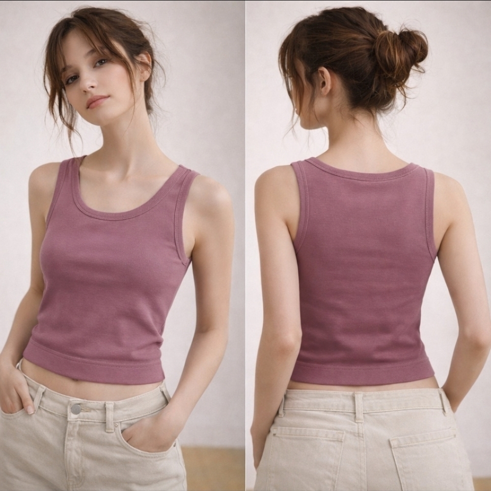 Zara Mauve Cropped Sleeveless Tank Top Size M